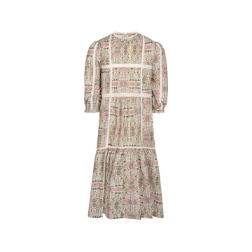 Poet Multicolor Print Lace Mix Dress 16