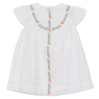 Pompomme White Crossed Stitched Embroidered Linen Dress P7310