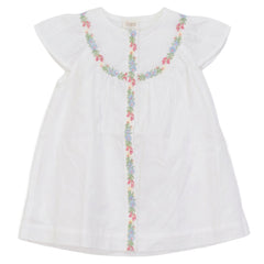 Pompomme White Crossed Stitched Embroidered Linen Dress P7310