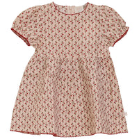 Pompomme Cream/Cherry Print Cotton Dress and Hair Clip P7314