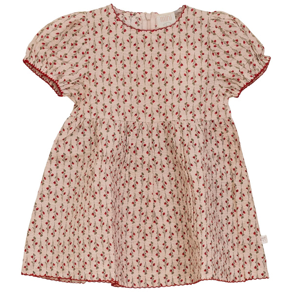 Pompomme Cream/Cherry Print Cotton Dress and Hair Clip P7314