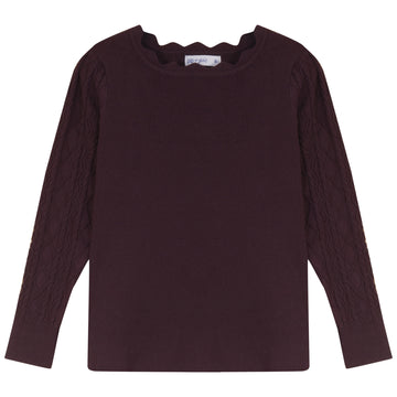 Pip + Pio Scallop Neck Sweater - Burgundy P8245