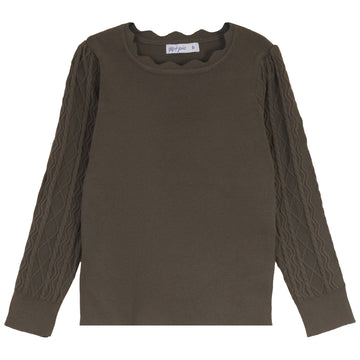 Pip + Pio Scallop Neck Sweater - Green P8245