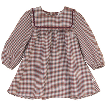 Pompomme Burgundy Velvet Rick Rack Dress