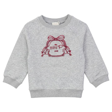 Pompomme Grey/Red Velvet Emblem Sweatshirt