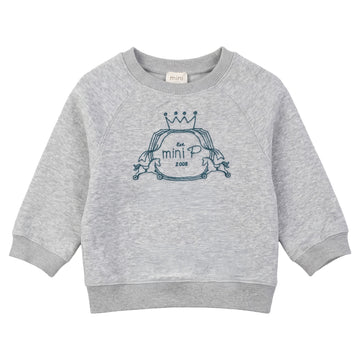 Pompomme Grey/Teal Velvet Emblem Sweatshirt