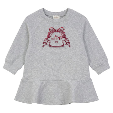 Pompomme Grey/Red Velvet Emblem Sweatdress