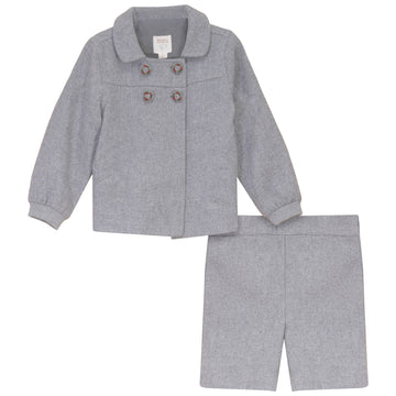 Pompomme Grey Wool Button Detail Set