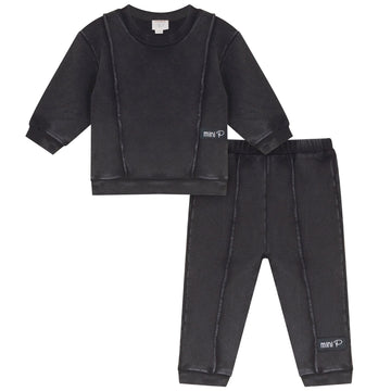 Pompomme Black Washed Piping Detail Sweatshirt Set