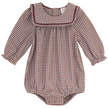 Pompomme Burgundy Velvet Rick Rack Romper