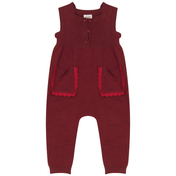 Pompomme Red Tonal Red Knit Romper
