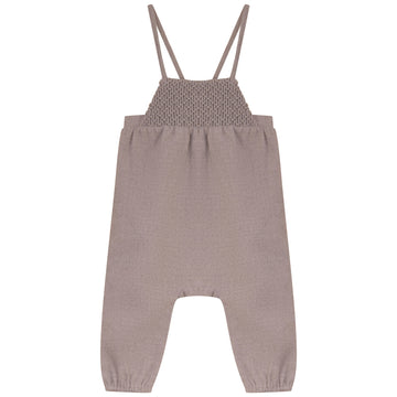 Pompomme Beige Smocked Detail Romper