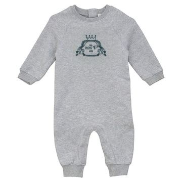 Pompomme Grey/Teal Velvet Emblem Onesie