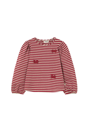Little Cozmo Burgundy-Striped Elastic Fleece Bows T-Shirt