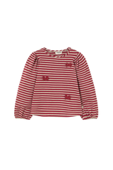 Little Cozmo Burgundy-Striped Elastic Fleece Bows T-Shirt