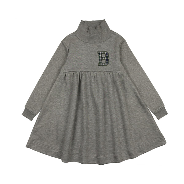 Lil Legs Plaid Applique Sweatshirt Dress Light Grey