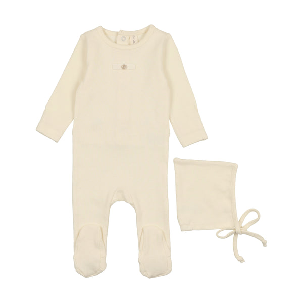 Lilette By Lil Legs Pointelle Circle Footie Set Ivory