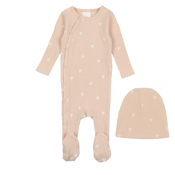 Lilette By Lil Legs Side Snap Flower Footie Set Peach