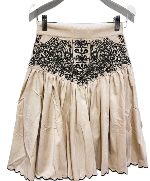 Petite Amalie Nougat / Black Cord Embroidered Cut Out Skirt (3132) (thin corduroy)