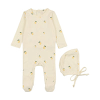 Lilette By Lil Legs Printed Fruit Footie Set Ivory/Lemon