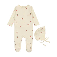 Lilette By Lil Legs Printed Fruit Footie Set Ivory/Strawberry