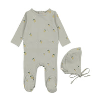 Lilette By Lil Legs Printed Fruit Footie Set Mint/Lemon