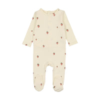 Lilette By Lil Legs Printed Fruit Footie Ivory/Strawberry