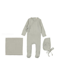 Lilette By Lil Legs Pinpoint Wrapover Layette Set Sea Blue