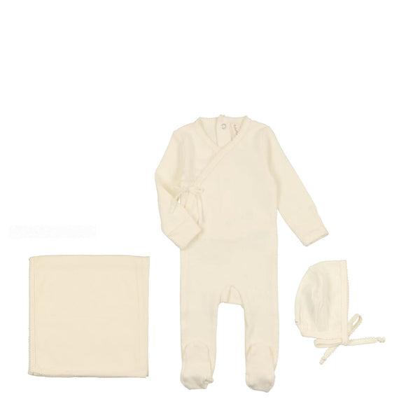 Lilette By Lil Legs Pinpoint Layette Set Ivory