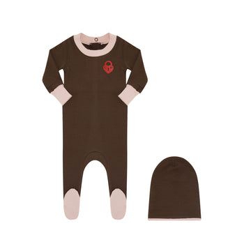Little Parni Chestnut Locket Footie Brown/Pink