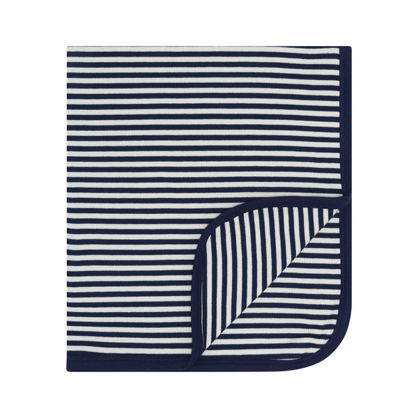 Little Parni Blue / Ivory Striped Blanket