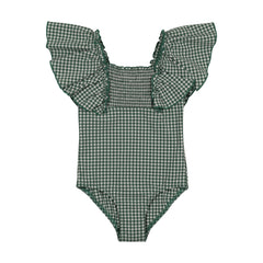 Bopop Girls Swimsuit - Green Gingham (Swimwear) PL782
