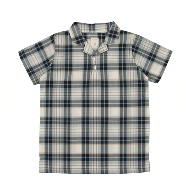 Analogie By Lil Legs Collar Shirt Navy Plaid
