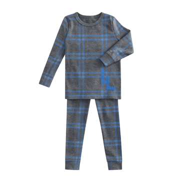 Little Label Blue Plaid Logo Pajama