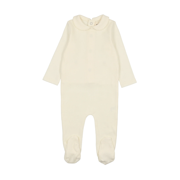 Mema Knits Cream Pointelle Footie