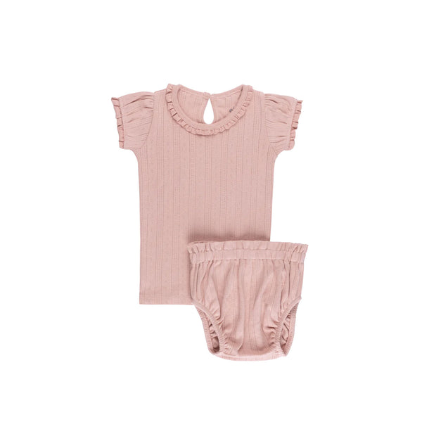Ely's & Co Lace Trim Pointelle Collection- Pink - Lounge Set