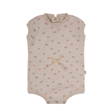 Citrine Beige/Peach Peach Print Terry Romper