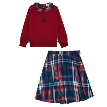 Miss Mini Plaid Pals Weekday Skirt (Cid:38) Sweater Set - Teen
