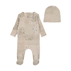 Bee & Dee Boys Print Organic Paper Print Footie/Beanie