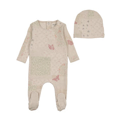 Bee & Dee Girls Print Organic Paper Print Footie/Beanie