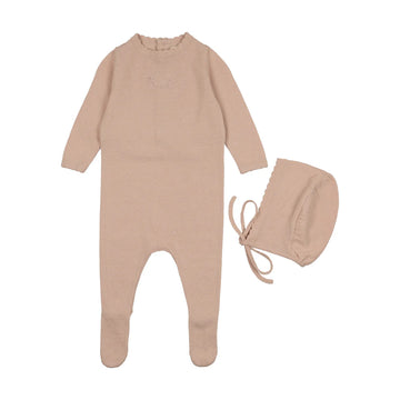 Peluche Rose Signature Knit Footie + Bonnet