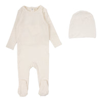 Lilette By Lil Legs Dotted Footie Set Cream/Pink
