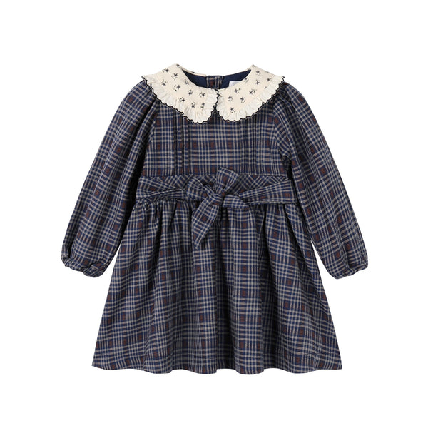 Nou Nelle Plaid Dress With Floral Collar