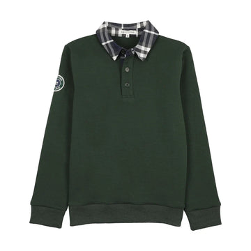 3 Buttons NY Green Sweatshirt Plaid Polo