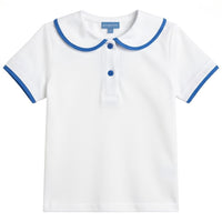 Pompomme White/Blue Contrast Edge Top P7406
