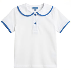 Pompomme White/Blue Contrast Edge Top P7406