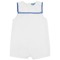 Pompomme White/Blue Contrast Edge Romper P7507