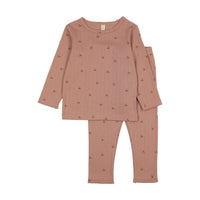 Bonjoy Pink Printed Pointelle Set - Pink Cherry