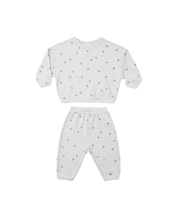 Quincy Mae Waffle Slouch Set Stars - Fog