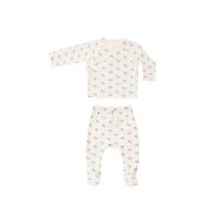 Quincy Mae Summer ﬂower  Wrap Top + Footed Pant Set
